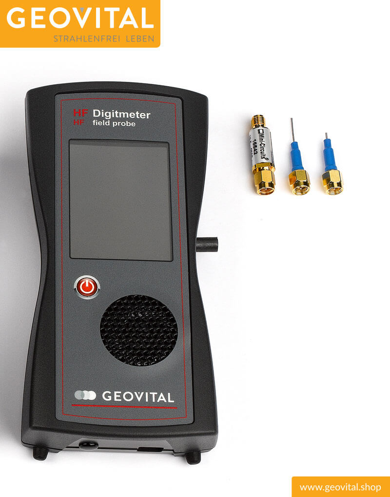 Geovital HF Digitmeter ausgeschaltet mit unterschiedlichen Antennen und Passfilter